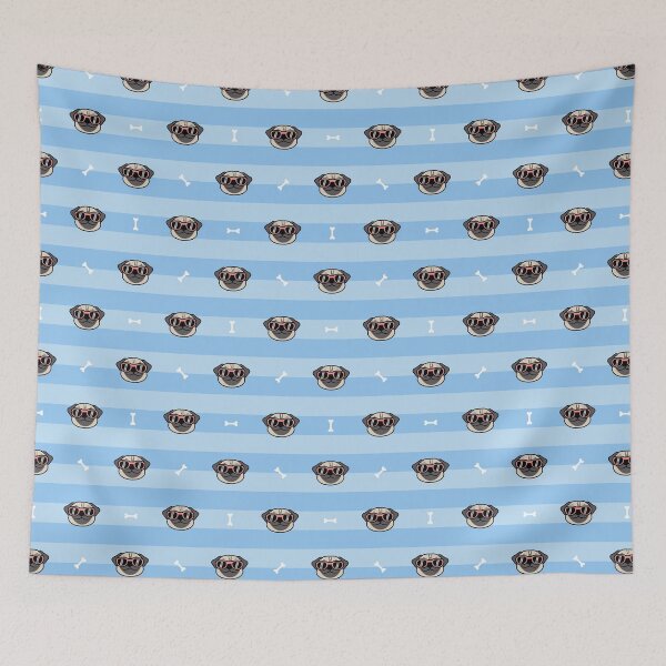 Item preview, Cute Pug Dog Face with Sunglasses Cartoon Seamless Pattern designed and sold by Peekonet.