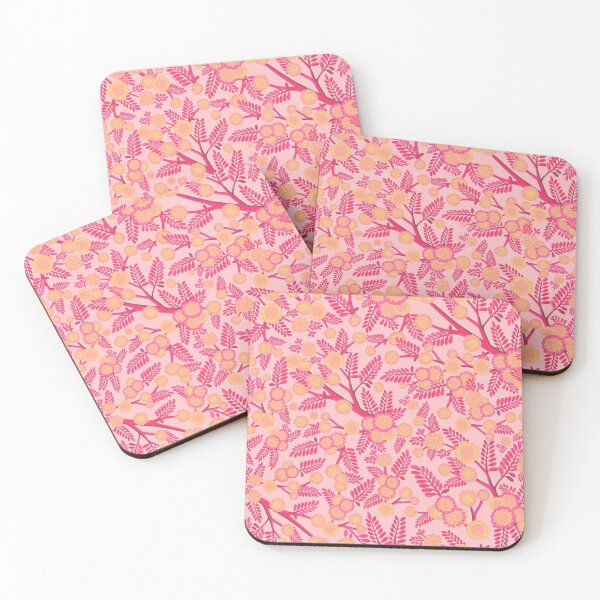 Item preview, Golden Wattle Flowers - Retro Pink and Yellow designed and sold by Sketchbook Designs.