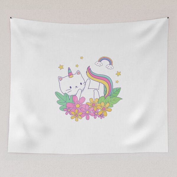 Item preview, Cat Unicorn Design With Flowers And Stars designed and sold by Fiftyandfab.