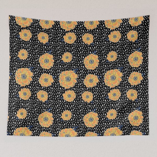 Item preview, Yellow Flower on White Polkda Dot background designed and sold by BlissfulSummer.