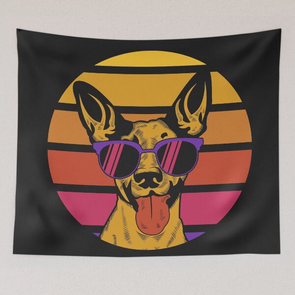 Item preview, Dog Sunset Retro Vector Illustration designed and sold by Peekonet.