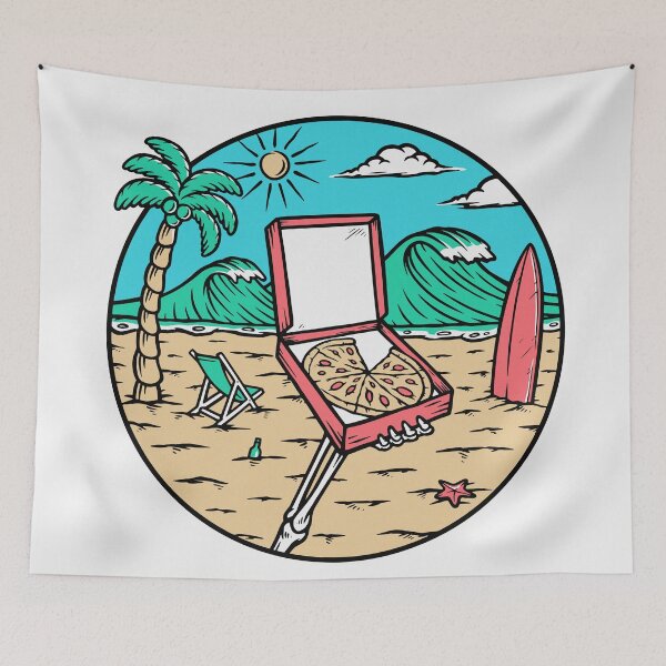 Artikelvorschau, Essen Pizza Strand Illustration entworfen und verkauft von Peekonet.