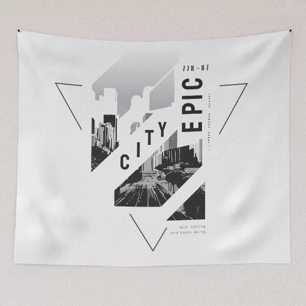 Item preview, Epic City Slogan with Black White City Background designed and sold by Peekonet.