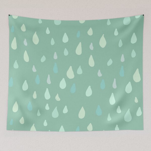 Item preview, Whimsical raindrops mint green designed and sold by KennyLucky.