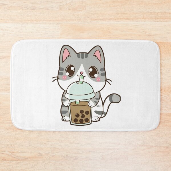 Item preview, Kawaii Cat with milk tea  designed and sold by Whimsical Prints.