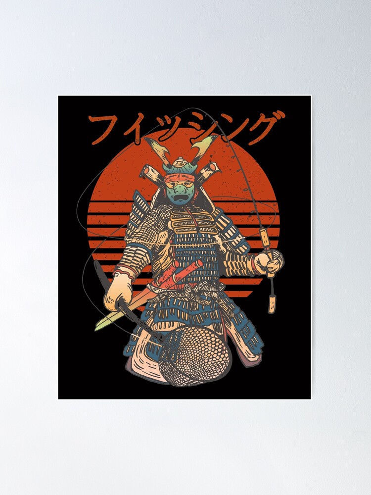 Fishing Samurai Japanese Calligraphy Vintage Retro Art Poster for Sale by  Markus Ziegler