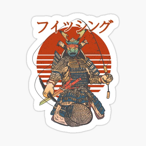 Fishing Samurai Japanese Calligraphy Vintage Retro Art Sticker for Sale by  Markus Ziegler