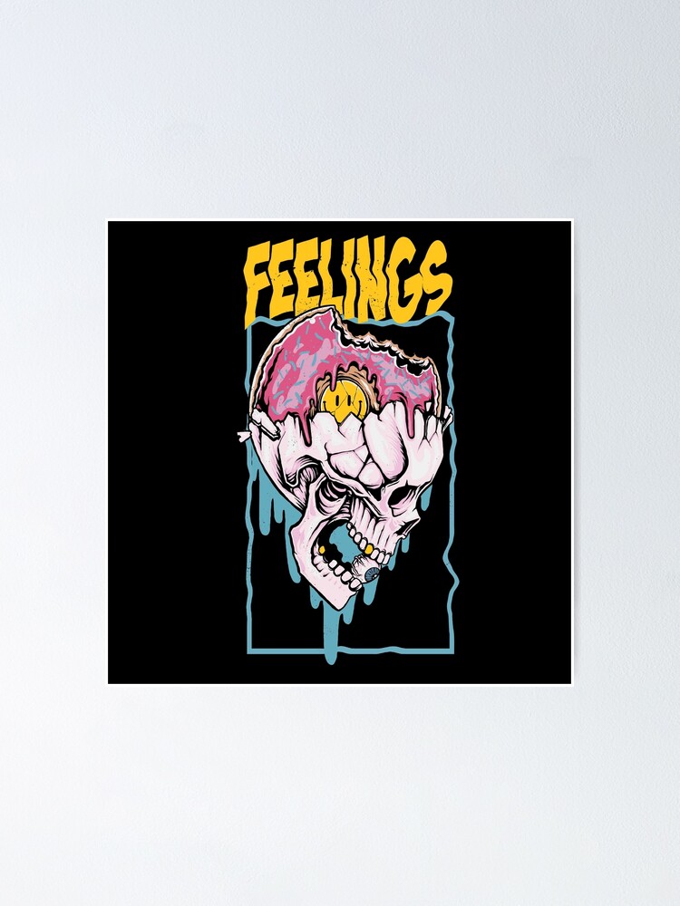 Feelings Skull With Doughnut Poster For Sale By Peekonet Redbubble