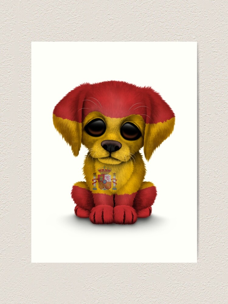 Cute Patriotic Spanish Flag Puppy Dog\