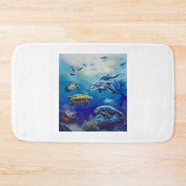 Item preview, Bottlenose Dolphins, Turtles and Manatee Playing in the Ocean designed and sold by TJHstudio.