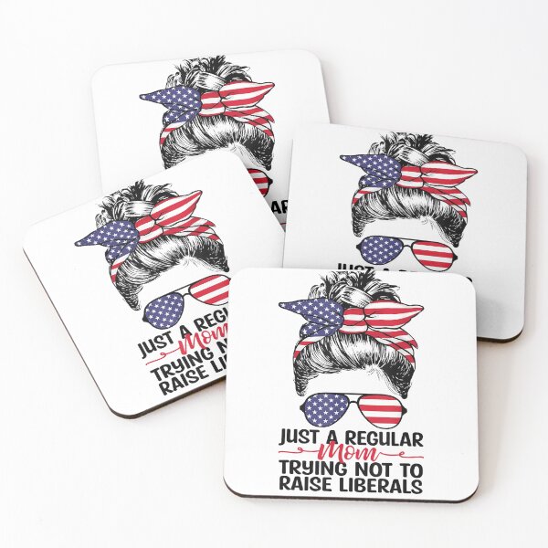 Item preview, Messy Bun Mom, Just A Regular Mom Trying Not To Raise Liberals Republican USA Flag Headband T-Shirt designed and sold by BeccaTate.
