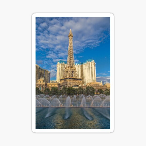 USA. Nevada. Las Vegas. Bellagio Fountains & Eiffel Tower