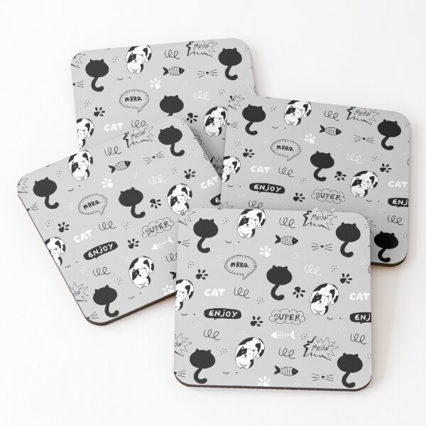 Item preview, Cute Pattern Of Cats (Simple White, Black And Gray Design) Cat Pattern designed and sold by PandaSoul.