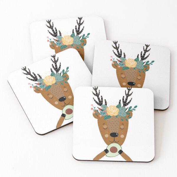 Item preview,  Sweet Deer with Flowers in Hair Holding Avocado designed and sold by shestiger.