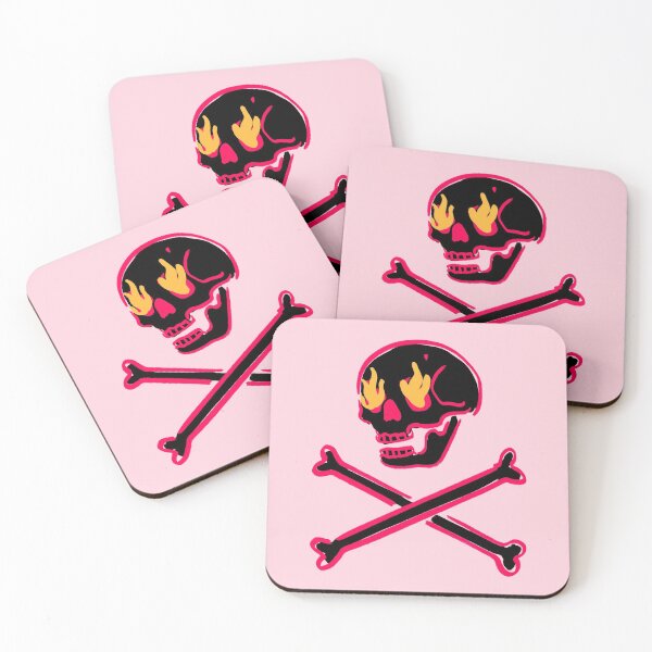 Item preview, Black Skull Fire Eyes Skeleton Vaporwave with crossed Bones designed and sold by trajeado14.