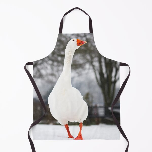 Item preview, White Embden Goose in the snow designed and sold by FOLK ART FUSION by heidiannemorris.