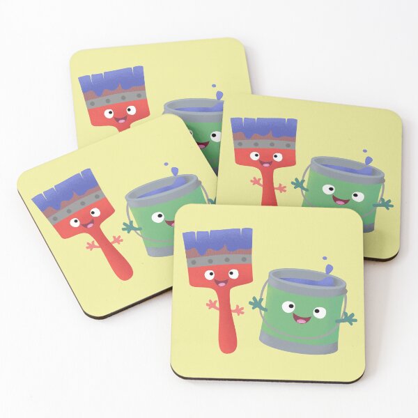 Item preview, Cute paintbrush and paint cartoon characters designed and sold by FrogFactory.