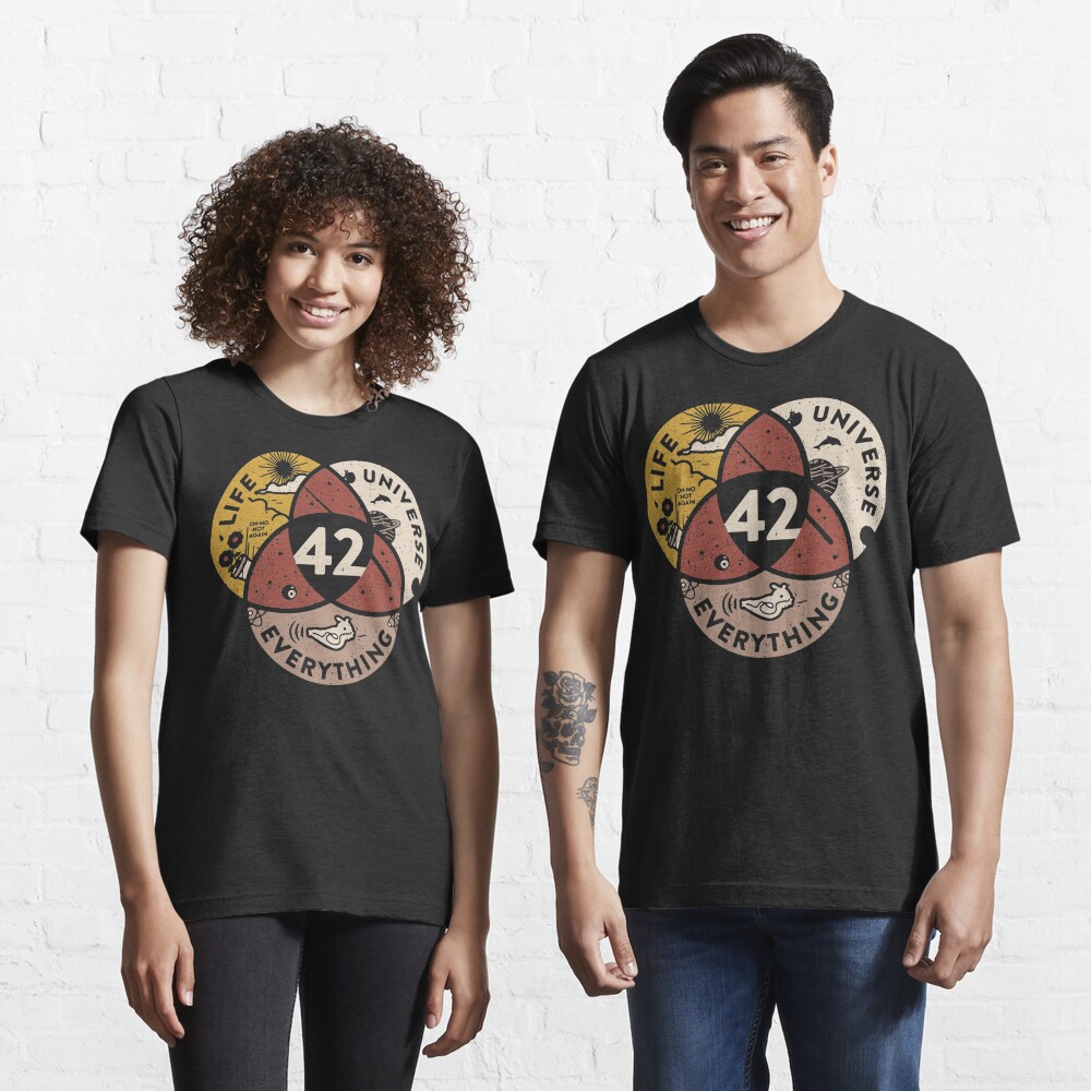 42 The Answer To Life The Universe and Everything Funny Men Cotton Black T-Shirt 42 The Answer To Life The Universe and Everything Funny Men Cotton Black T-Shirt