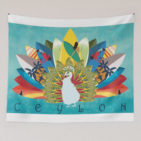 Item preview, Peacock Sri Lankan Map With Decorative Tail Feathers designed and sold by Ceylon-Picture.