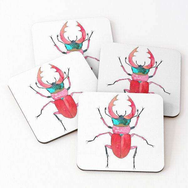 Item preview, Red  beetle. Cool Stag beetle with red large antlers.  designed and sold by ZheltakovaIana.