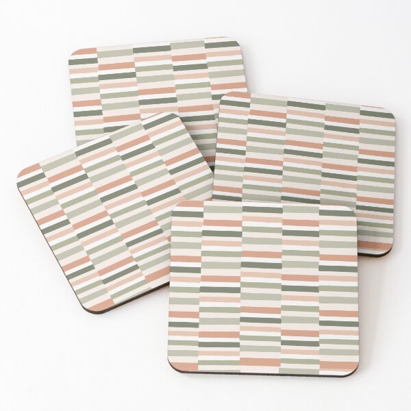 Item preview, Stripey Abstract Sage Green and Peach Pattern designed and sold by Playful Pixel Designs.