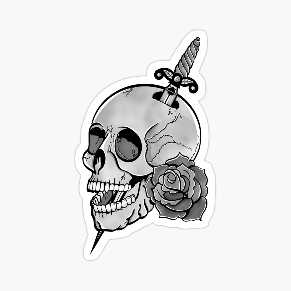 Skull Roses Sticker, Red Gothic Skeleton Tattoo Laptop Decal Vinyl Cut –  Starcove Fashion