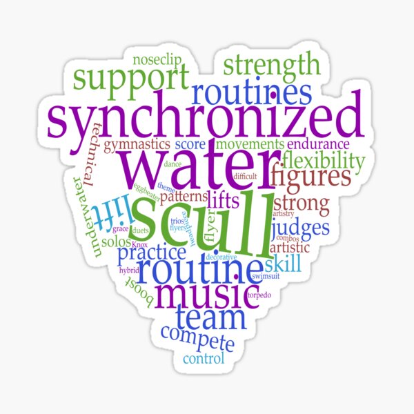 "Synchronized Swimming Word Cloud Design" Sticker for Sale by jaygo