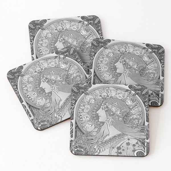 Item preview, Alphonse mucha - zodiac , black and white designed and sold by Vivanne-art.