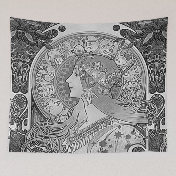 Item preview, Alphonse mucha - zodiac , black and white designed and sold by Vivanne-art.