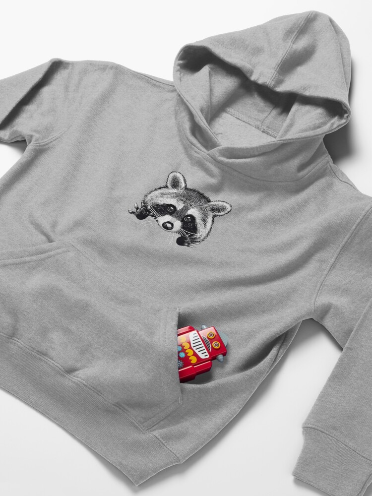 Alternate view of Little raccoon buddy Kids Pullover Hoodie