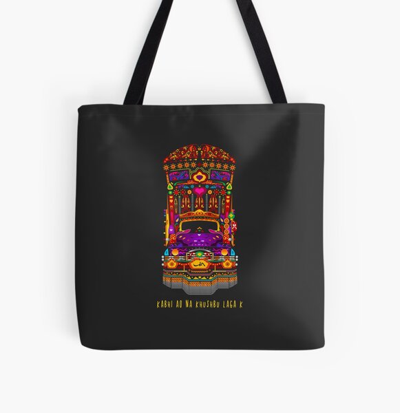 Hand Painted Pakistani Truck Art Canvas Grocery Tote Bag Colorful Tote  Large Canvas Tote Bag Aesthetic Tote Bag 