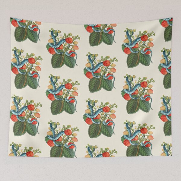 Item preview, Vintage Blue Tree Snake and Strawberry Plant designed and sold by chimakingthings.