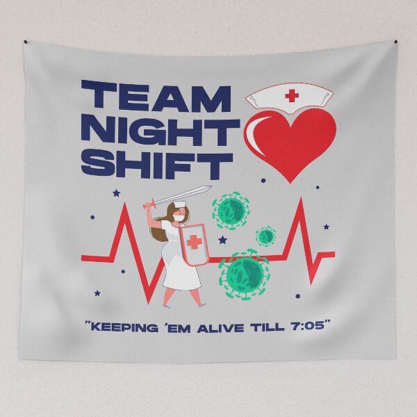 Item preview, Team night shift keeping em alive till 7:05 ,dark text, nursing week, international nurses day, nurses month, medical stuff , oddly specific designed and sold by SGS-.