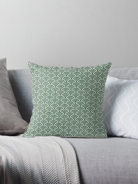 Vagues Japonaises Lignes - vert Coussin