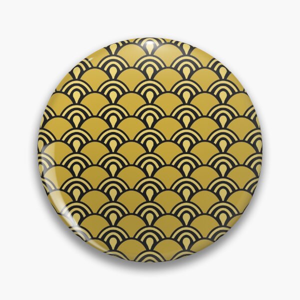 Vagues Japonaises Lignes et Disques - jaune Badge