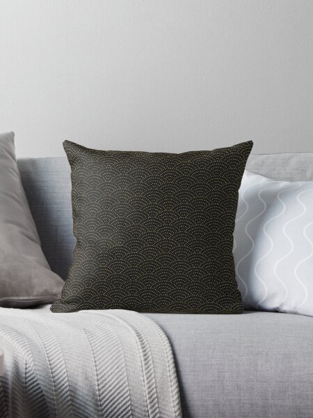 Vagues Japonaises Points - jaune Coussin