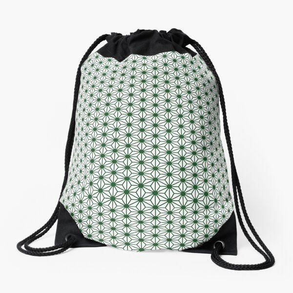 Motif Asanoha Japonais (Feuilles de chanvre) - vert Sac à cordon