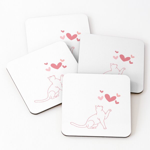 Item preview, cute cat chasing hearts - sticker, T-shirt - Design Suitable for kids, Transparent Sticker, Glossy Sticker, Magnet, Hardcover Journals, iPhone Wallet, T-Shirt, Sweatshirt, Toddler Pullover Hoodie, pet designed and sold by SpiralStairShop.