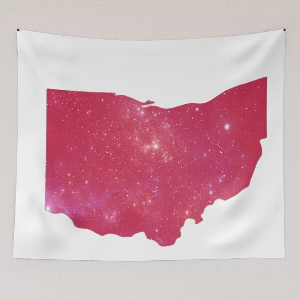 Item preview,  OHIO PINKISH RED OUTTER SPACE OUTLINE  designed and sold by RetroPlaceee.