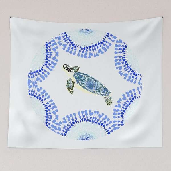 Item preview, tye and die shibori turtle batik blue patterns after skiair illustration designed and sold by skiair.