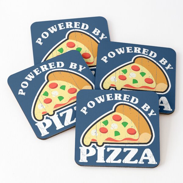 Item preview, Powered by Pizza distressed pizza lover's  designed and sold by Happy Puppy Print On Demand.