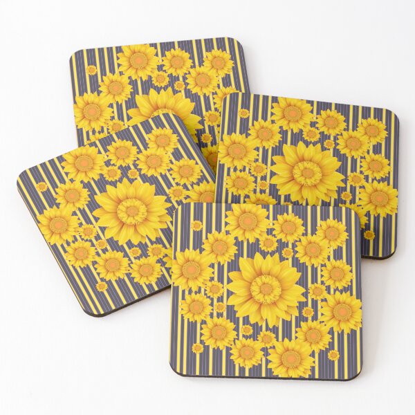 Item preview, GOLDEN SUNFLOWERS ABSTRACT PATTERNS BLACK ART designed and sold by sharlesart.