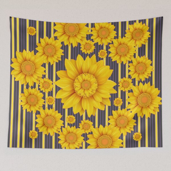 Item preview, GOLDEN SUNFLOWERS ABSTRACT PATTERNS BLACK ART designed and sold by sharlesart.