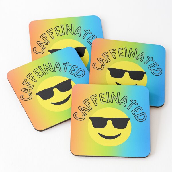 Item preview, Rainbow Caffeinated Cool Sunglasses Emoji (See also the matching decaffeinated design) designed and sold by Cosmic-Ferret.