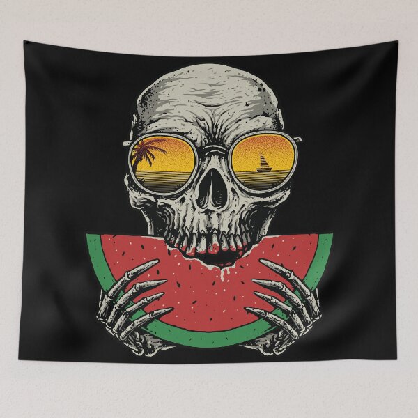Item preview, Spooky Horror Skeleton Skull Tropical Watermelon designed and sold by ozunu.