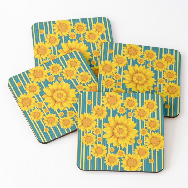 Item preview, GOLDEN SUNFLOWERS ABSTRACT PATTERNS TEAL COLOR  ART designed and sold by sharlesart.