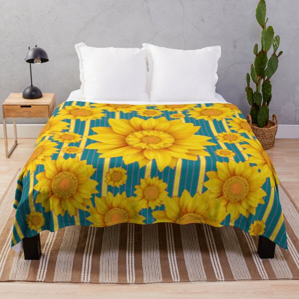 Item preview, GOLDEN SUNFLOWERS ABSTRACT PATTERNS TEAL COLOR  ART designed and sold by sharlesart.