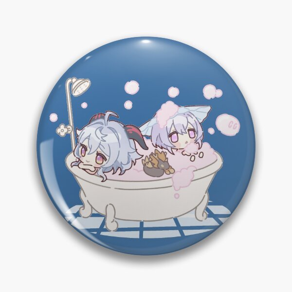 Item preview, Genshin Impact Chibi Ganyu and Qiqi Bathing Time designed and sold by NewEraMutant.