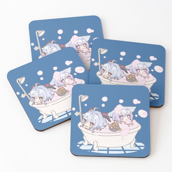 Item preview, Genshin Impact Chibi Ganyu and Qiqi Bathing Time designed and sold by NewEraMutant.