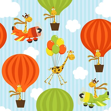 Artwork thumbnail, Cartoon Giraffe Balloon Pattern by PatternTale